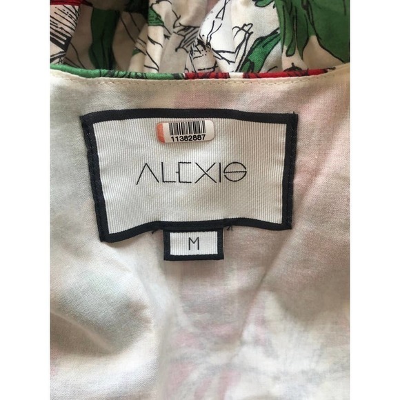 Alexis Idella Dress White Floral Print Short Sleeve Size Medium - Picture 13 of 16